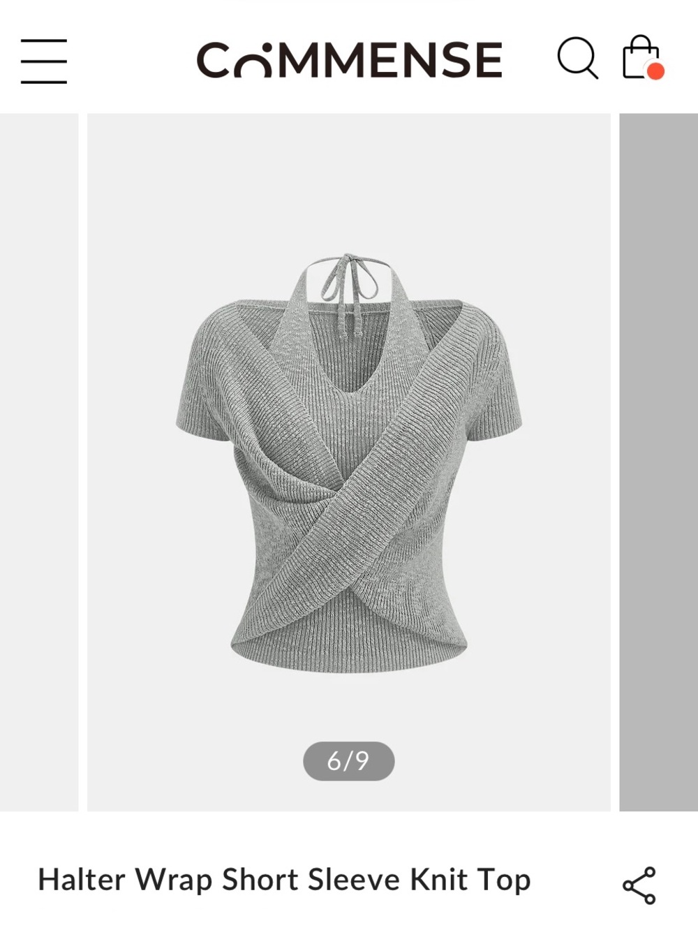NWT COMMENSE Halter Wrap Top XL Neutral Gray Sweater